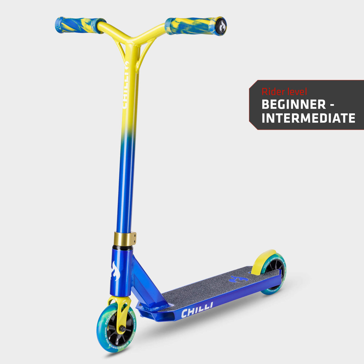 Chilli Base Jumpstart Stunt Scooter: Blue/Yellow