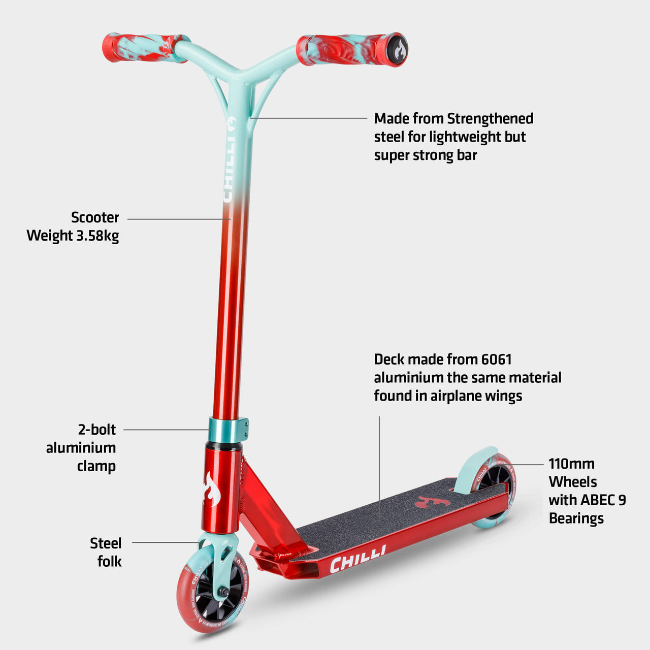 Base Jumpstart Stunt Scooter: Red/Teal