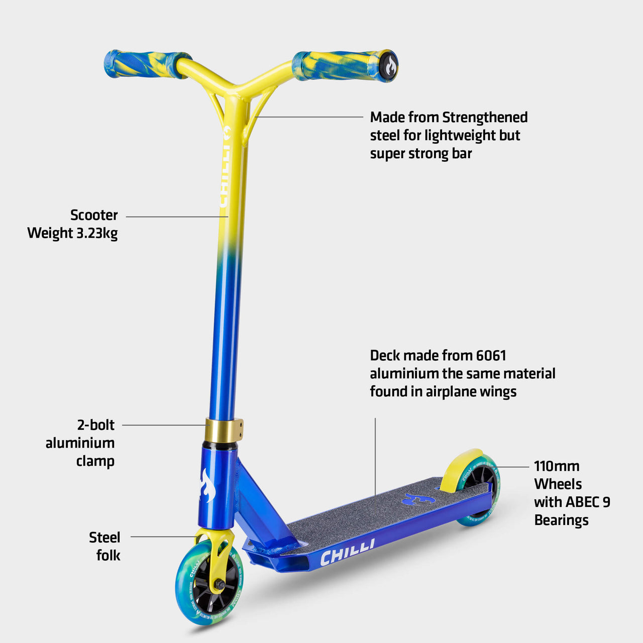 Base S Jumpstart Stunt Scooter: Blue/Yellow