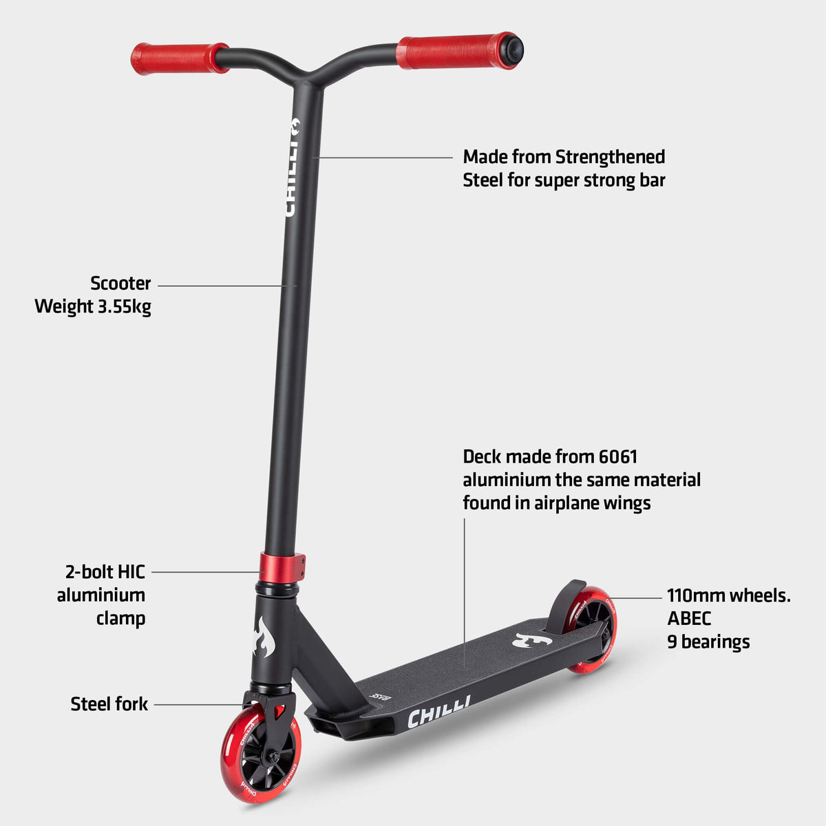 Chilli Base S Stunt Scooter: Red